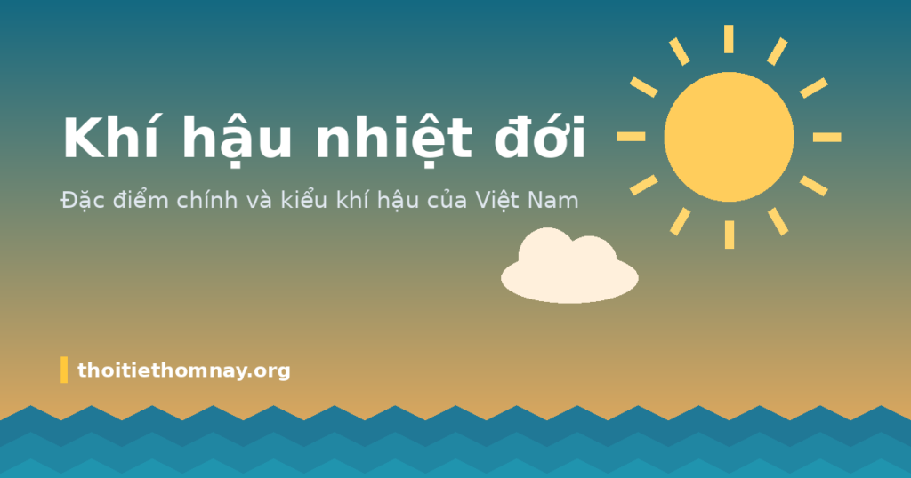 Minh họa khí hậu nhiệt đới với mặt trời và biển