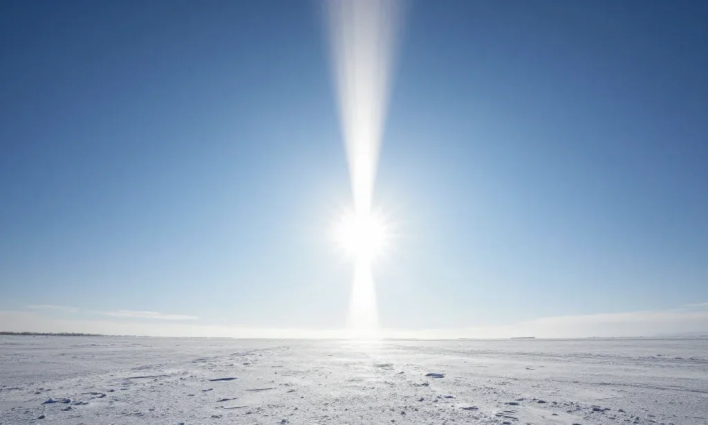 Minh họa: Cột sáng mặt trời Sun pillar xuất hiện khi nào: giải mã ảo ảnh quang học trên bầu trời