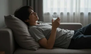 Minh họa: Đau nửa đầu liên quan áp suất khí quyển: uống nước và nghỉ ngơi trong phòng tối để giảm đau