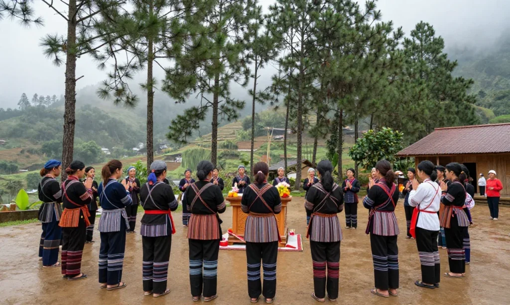 Minh họa: Lễ cầu mưa của các dân tộc: Nghi thức văn hóa cầu mong mưa thuận gió hòa