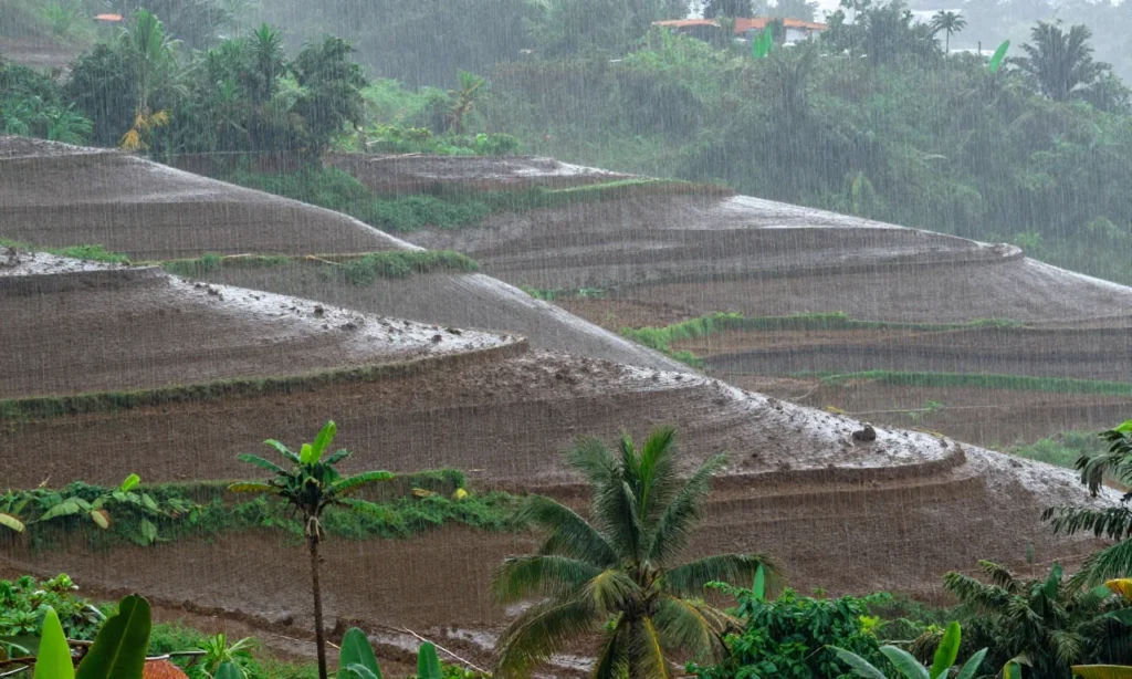 Minh họa: Lượng mưa trung bình năm ở Phú Thọ dao động 1.600–1.800 mm
