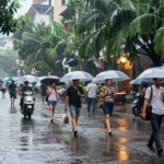 Minh họa: Tháng 9 có mưa nhiều không: 345 mm, xếp thứ 5 trong năm ở Hà Nội