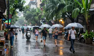 Minh họa: Tháng 9 có mưa nhiều không: 345 mm, xếp thứ 5 trong năm ở Hà Nội