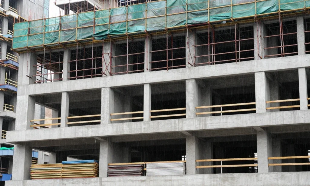 Minh họa: Thi công xây dựng mùa mưa cần lưu ý gì để công trình vững chắc và đúng tiến độ