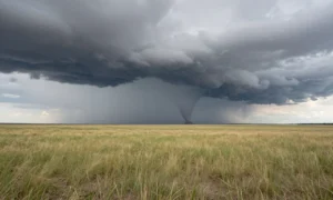 Minh họa: Tornado Alley ở Mỹ vì sao nhiều vòi rồng: địa hình phẳng và giao thoa khối khí