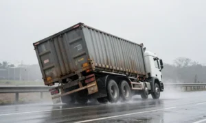 Minh họa: Xe tải lật vì gió giật mạnh: nguyên nhân chính và cách xử lý an toàn