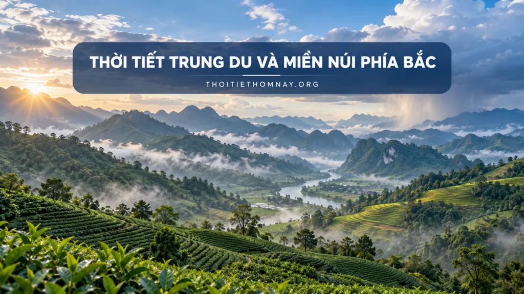 Cảnh quan Trung du và miền núi phía Bắc với đồi chè, ruộng bậc thang và núi đá vôi